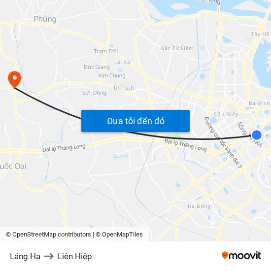 Láng Hạ to Liên Hiệp map