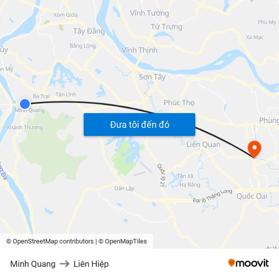 Minh Quang to Liên Hiệp map