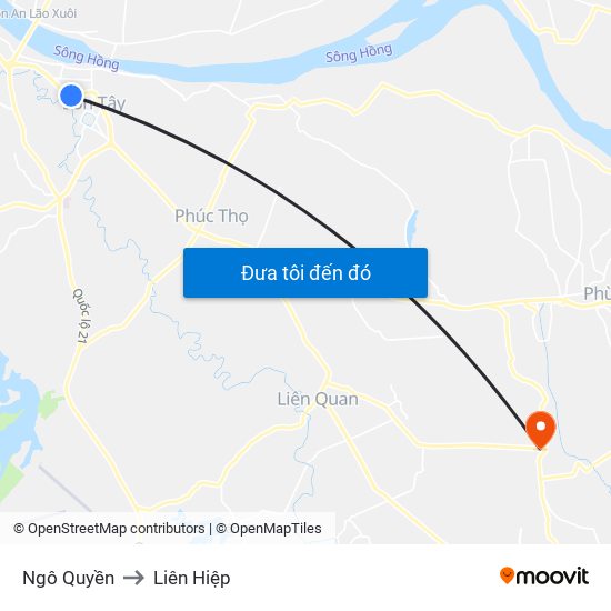 Ngô Quyền to Liên Hiệp map