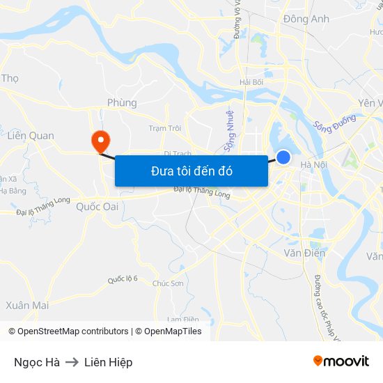 Ngọc Hà to Liên Hiệp map