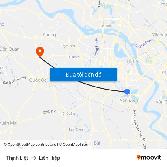 Thịnh Liệt to Liên Hiệp map