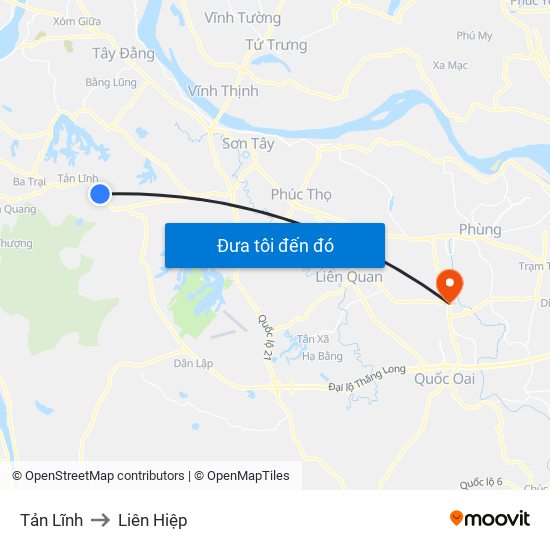 Tản Lĩnh to Liên Hiệp map
