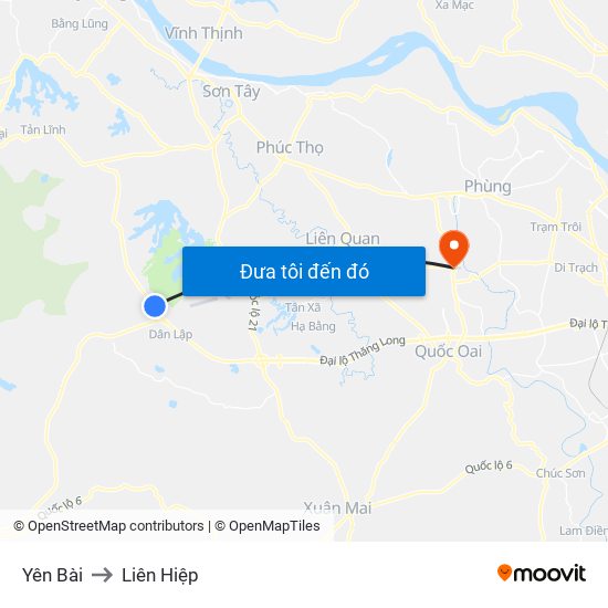 Yên Bài to Liên Hiệp map