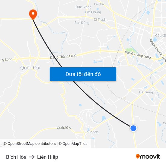 Bích Hòa to Liên Hiệp map