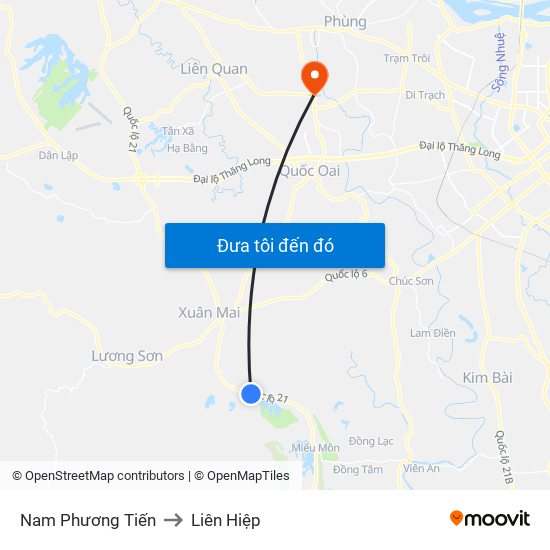 Nam Phương Tiến to Liên Hiệp map