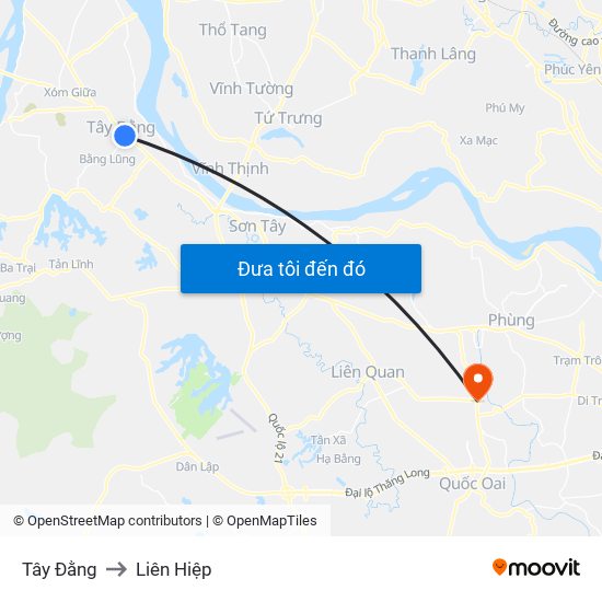 Tây Đằng to Liên Hiệp map