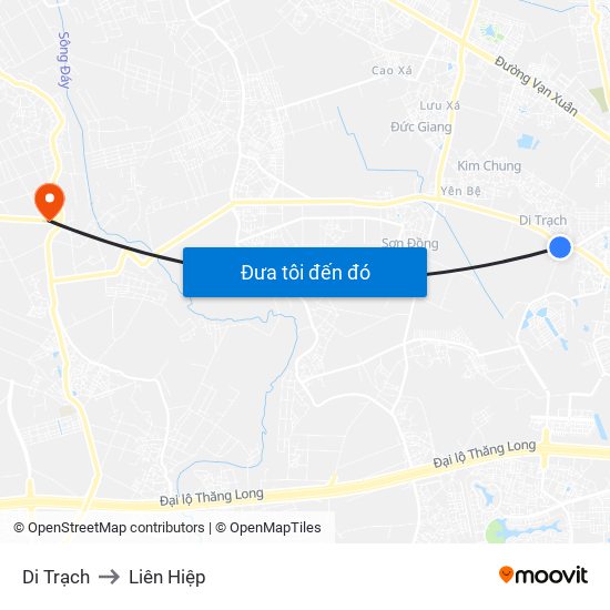 Di Trạch to Liên Hiệp map