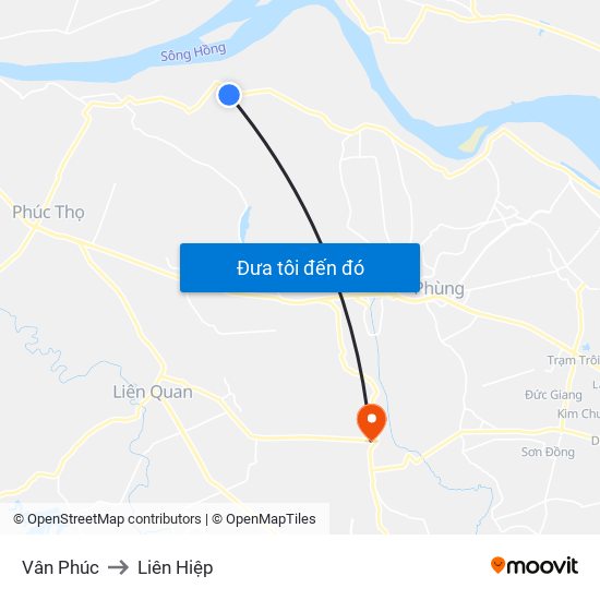 Vân Phúc to Liên Hiệp map