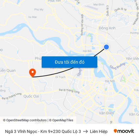 Ngã 3 Vĩnh Ngọc - Km 9+230 Quốc Lộ 3 to Liên Hiệp map