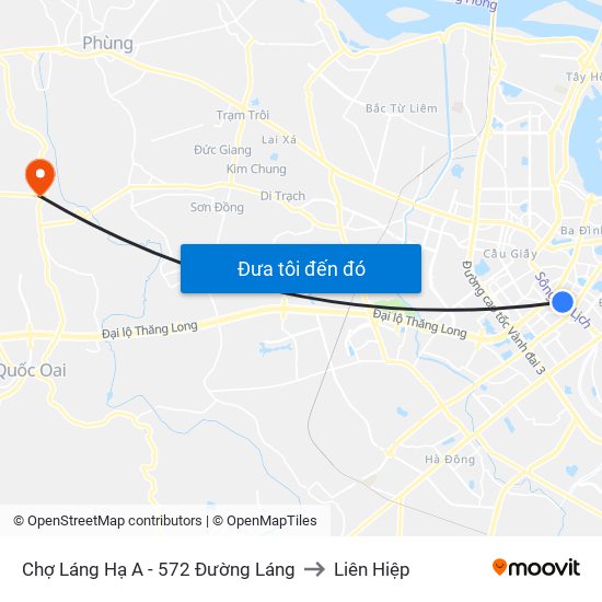 Chợ Láng Hạ A - 572 Đường Láng to Liên Hiệp map