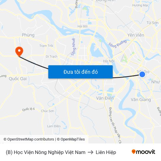 (B) Học Viện Nông Nghiệp Việt Nam to Liên Hiệp map