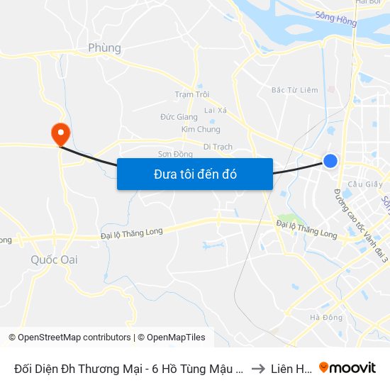 Đối Diện Đh Thương Mại - 6 Hồ Tùng Mậu (Cột Sau) to Liên Hiệp map