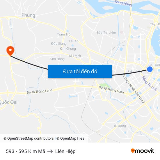 593 - 595 Kim Mã to Liên Hiệp map