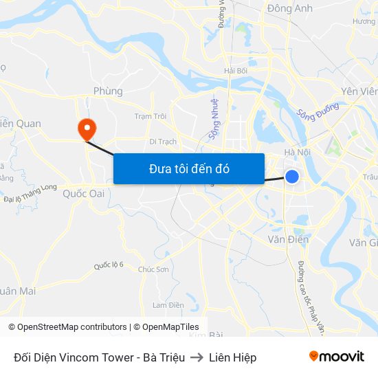 Đối Diện Vincom Tower - Bà Triệu to Liên Hiệp map