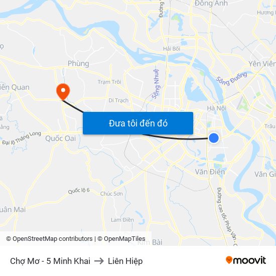 Chợ Mơ - 5 Minh Khai to Liên Hiệp map