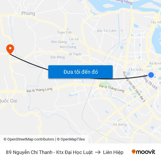 89 Nguyễn Chí Thanh - Ktx Đại Học Luật to Liên Hiệp map