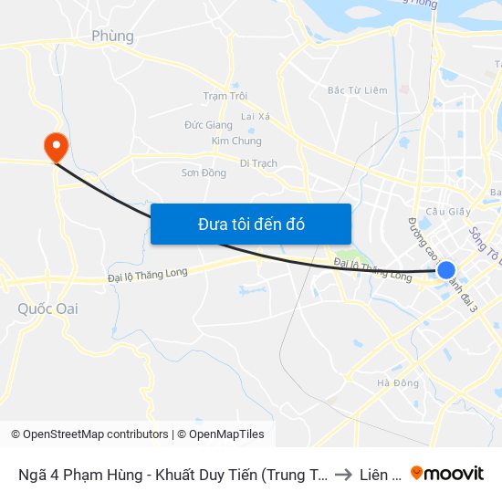 Ngã 4 Phạm Hùng - Khuất Duy Tiến (Trung Tâm Hội Nghị Quốc Gia) to Liên Hiệp map