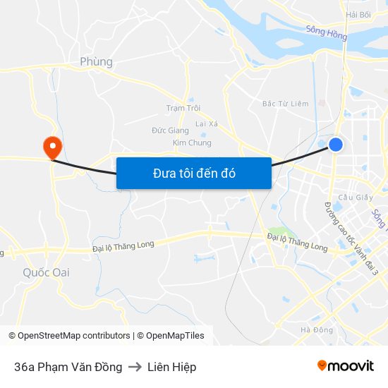 36a Phạm Văn Đồng to Liên Hiệp map