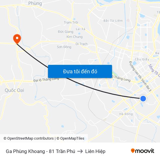 Ga Phùng Khoang - 81 Trần Phú to Liên Hiệp map