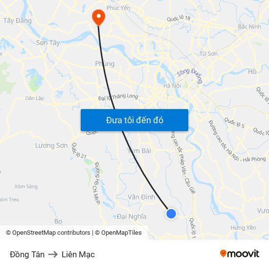Đồng Tân to Liên Mạc map