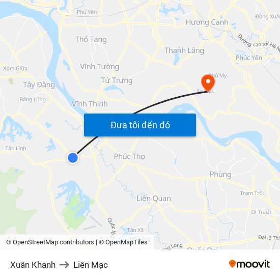 Xuân Khanh to Liên Mạc map