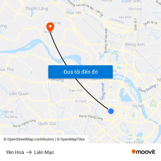 Yên Hoà to Liên Mạc map