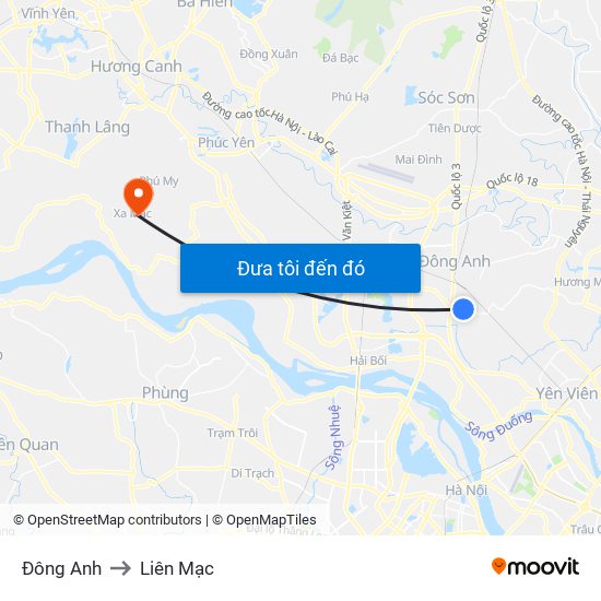 Đông Anh to Liên Mạc map