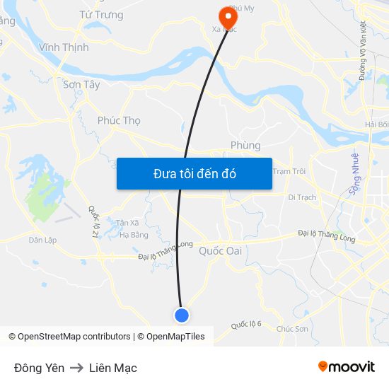 Đông Yên to Liên Mạc map