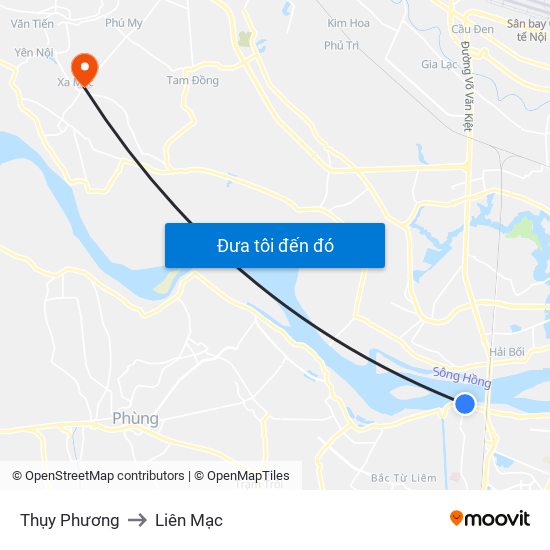 Thụy Phương to Liên Mạc map