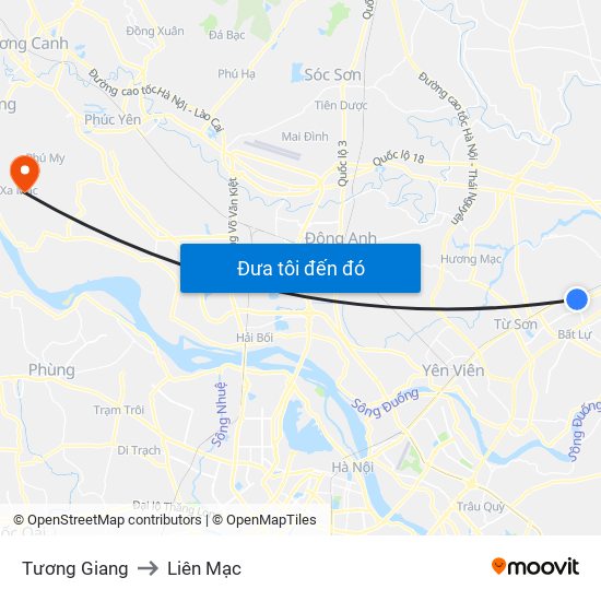 Tương Giang to Liên Mạc map