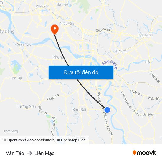 Vân Tảo to Liên Mạc map