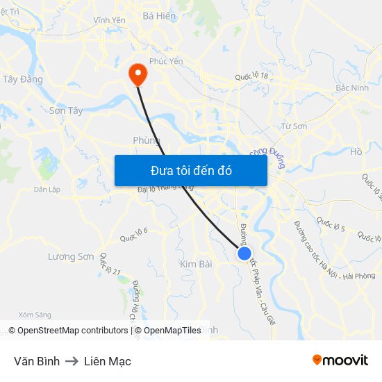 Văn Bình to Liên Mạc map
