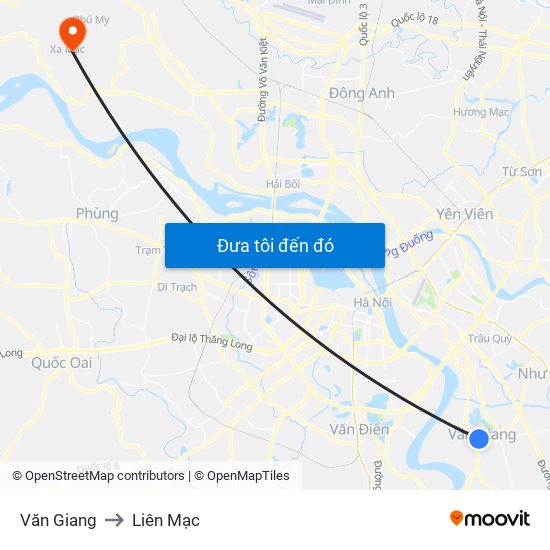 Văn Giang to Liên Mạc map