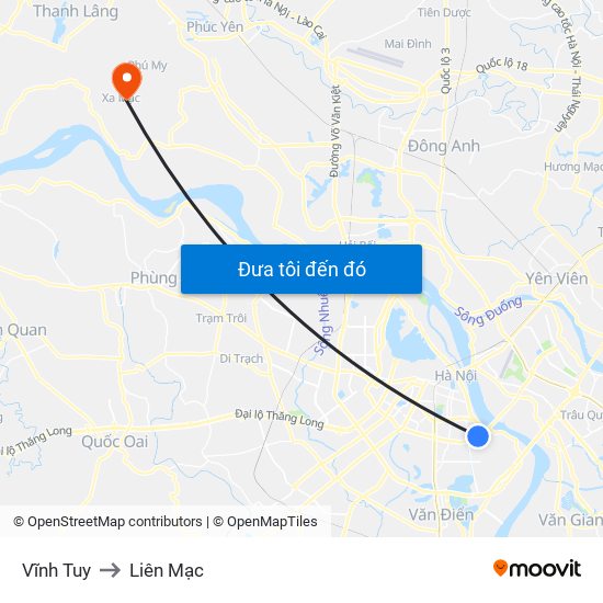 Vĩnh Tuy to Liên Mạc map