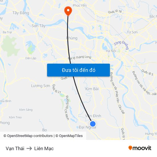 Vạn Thái to Liên Mạc map