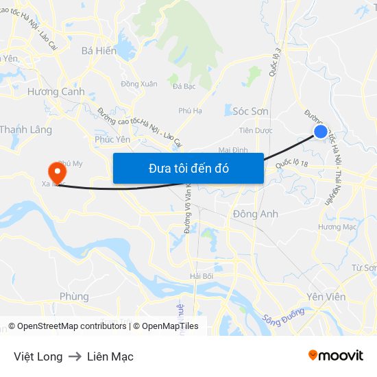 Việt Long to Liên Mạc map