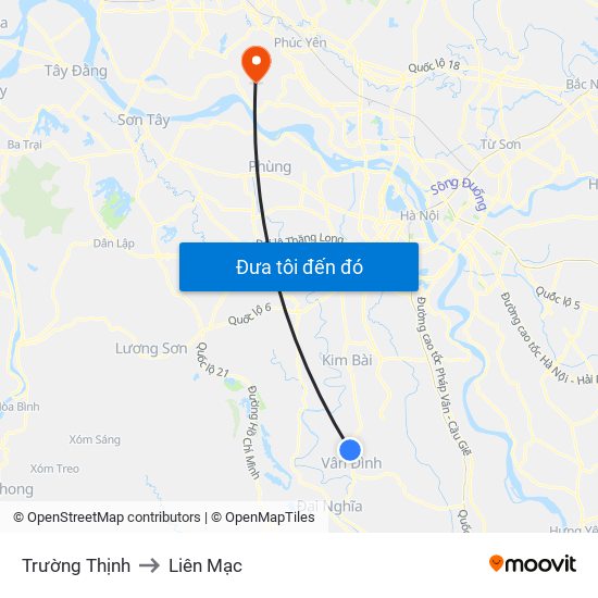 Trường Thịnh to Liên Mạc map