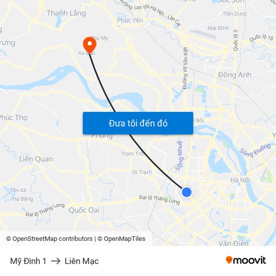 Mỹ Đình 1 to Liên Mạc map