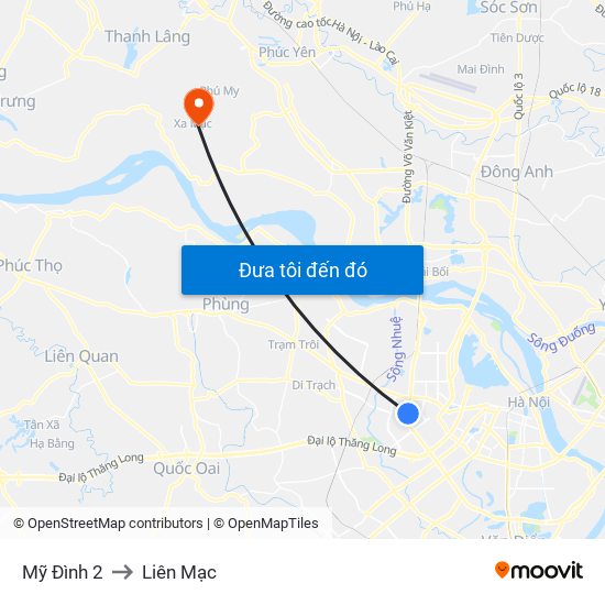 Mỹ Đình 2 to Liên Mạc map