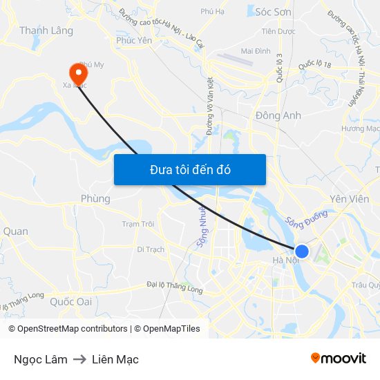 Ngọc Lâm to Liên Mạc map