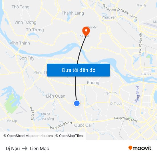 Dị Nậu to Liên Mạc map