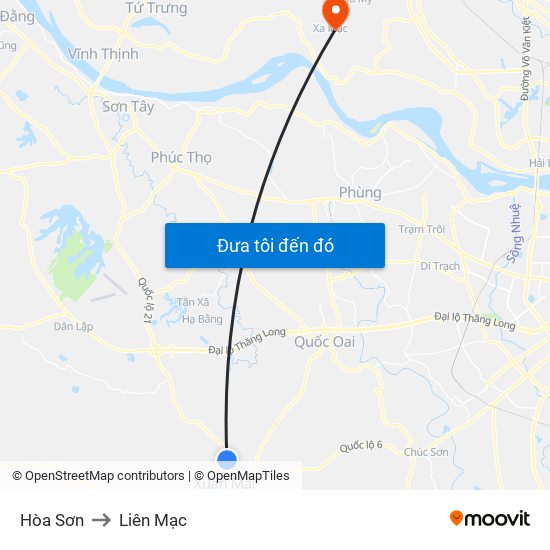 Hòa Sơn to Liên Mạc map