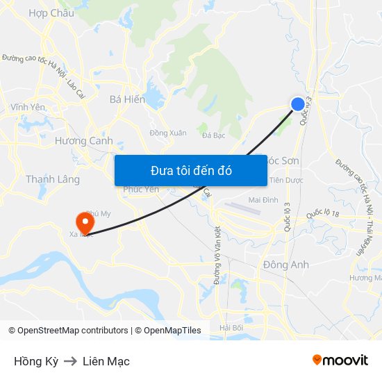 Hồng Kỳ to Liên Mạc map