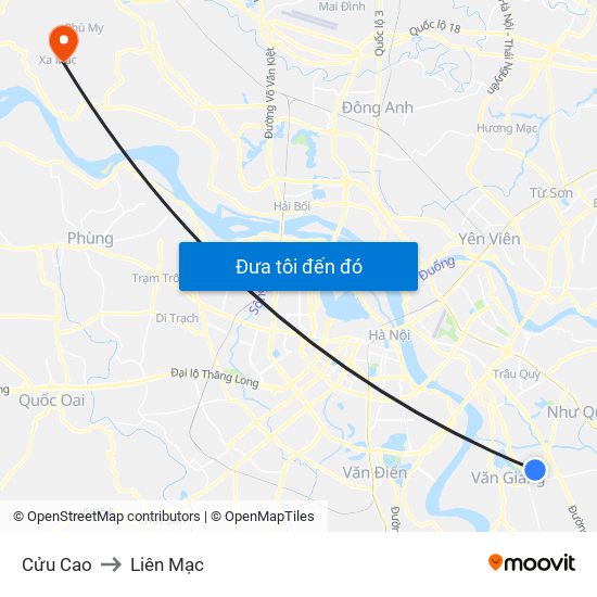 Cửu Cao to Liên Mạc map