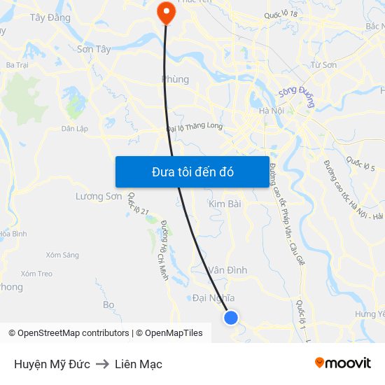 Huyện Mỹ Đức to Liên Mạc map