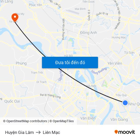 Huyện Gia Lâm to Liên Mạc map