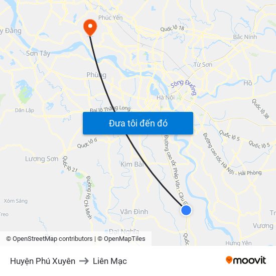 Huyện Phú Xuyên to Liên Mạc map