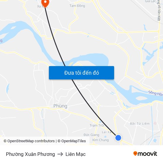 Phường Xuân Phương to Liên Mạc map