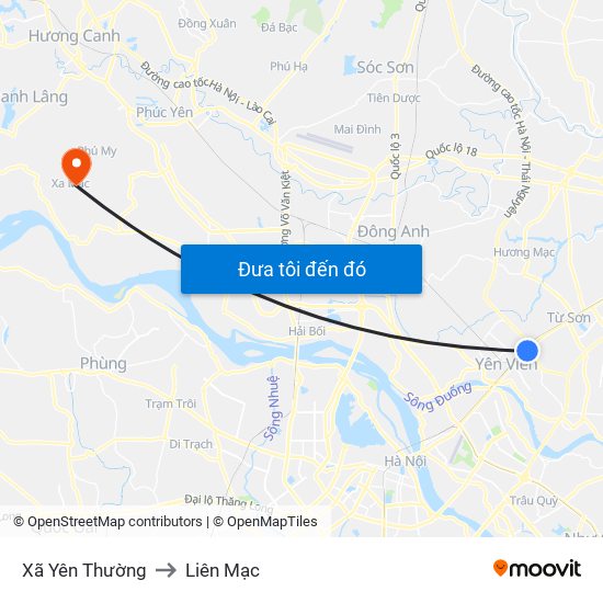 Xã Yên Thường to Liên Mạc map