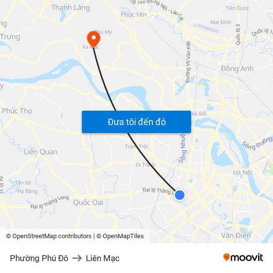 Phường Phú Đô to Liên Mạc map